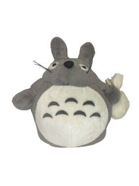 Totoro Plush Toy With Rice Bag Zipper Window Cling Gray & White 7-Inch